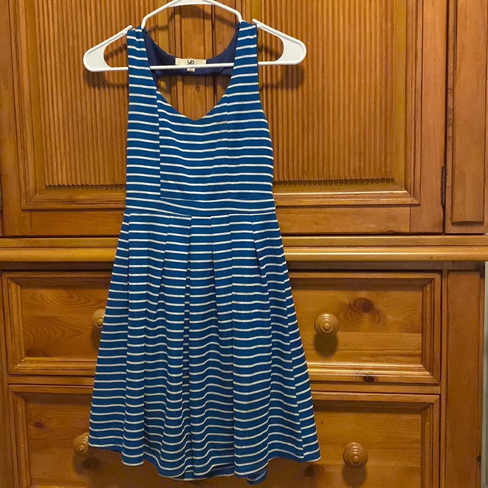 Blue and white striped dress